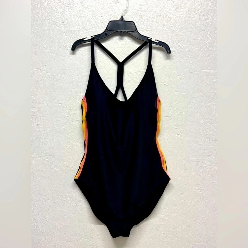 All In Motion Women's Racerback Side Stripe One Piece Swimsuit - XL